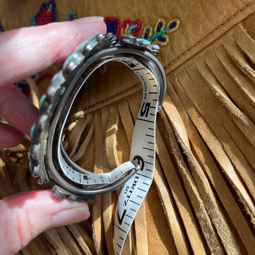 Rare Turquoise Oval Cuff Bracelet -  73 Blue Green Stones - Picture 12 of 17